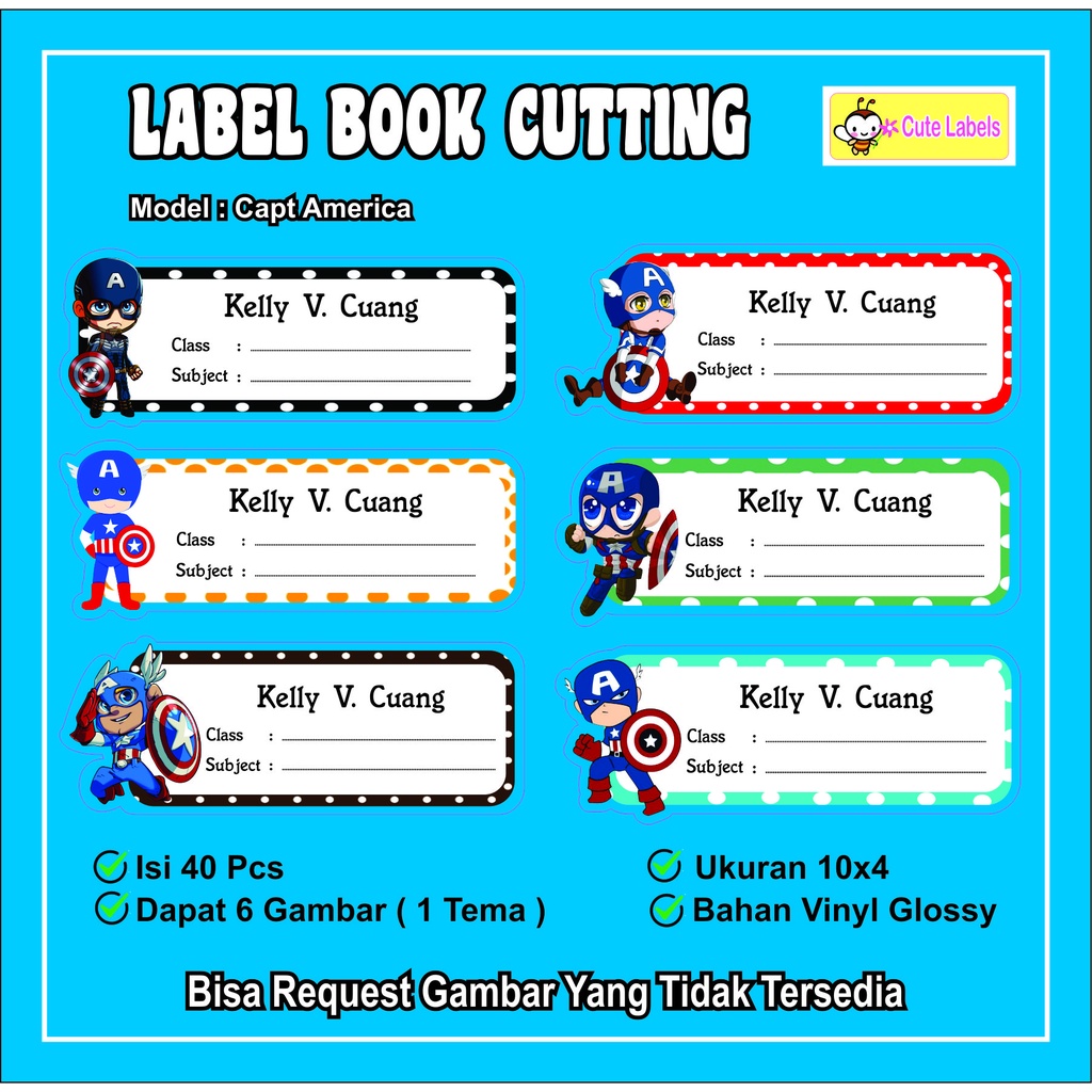 

Label Book Cutting CAPTAIN AMERICA