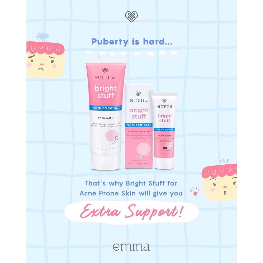 ✿ELYSABETHME✿ ˜”*°• emina •°*”˜. Emina Bright Stuff for Acne Prone Moist Cream moisturizer pelembab memperbaiki skin barrier untuk kulit kering berminyak berjerawat jerawat