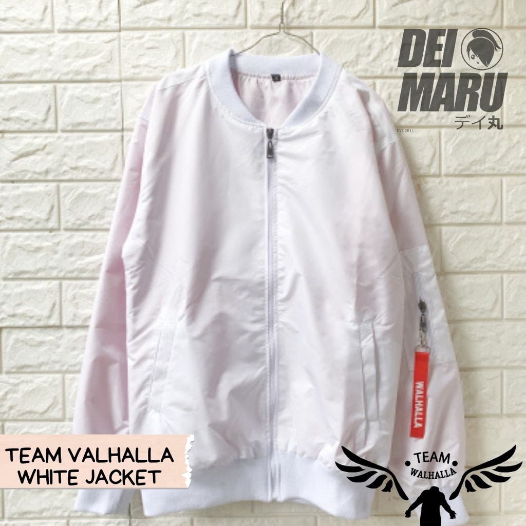 Jaket Bomber Anime Jepang Valhalla - Team Valhalla White Jacket
