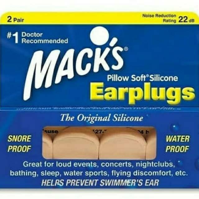 Macks earplugs  silicone penutup telinga/  Penutup Telinga Dewasa / Penutup kuping dewasa