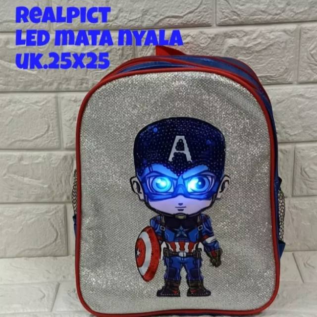 Tas captain amerika tas led mata nyala tas paud