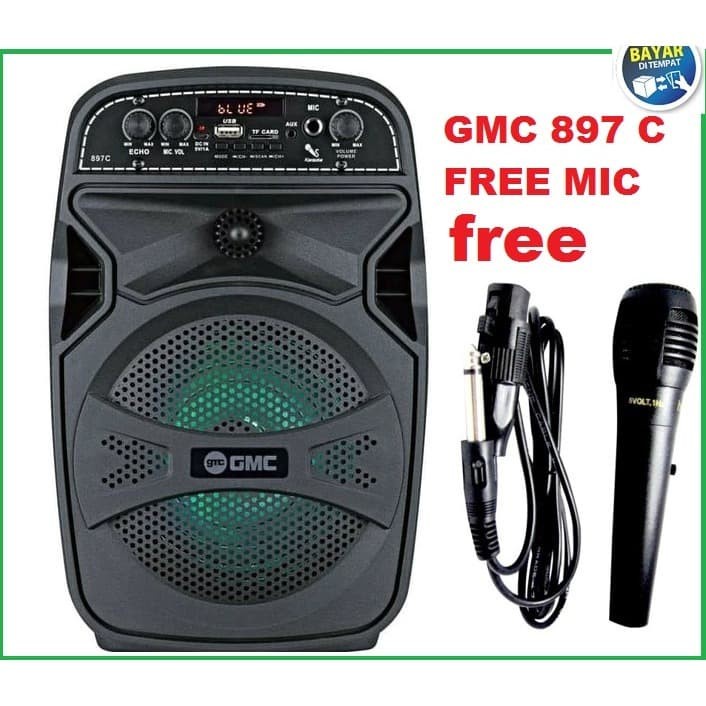 COD SPEAKER BLUETOOTH PROTABLE 8 INCH GMC-897C PLUS MIC KARAOKE X-BASS + REMOTE / SPEAKER SALON AKTIF X-BASS GMC-897C / SPEAKER KARAOKE 8 INCH GMC-897C