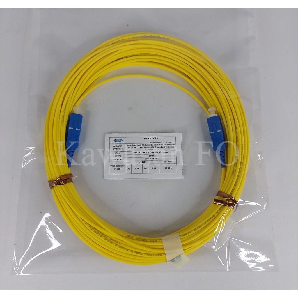 Patchord / Patchcord SC-SC UPC 20 Meter 2mm Simplex FTTH