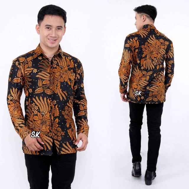 Atasan Batik Pria Lengan Panjang Kenongo Hem Padi Pekalongan M L XL XXL