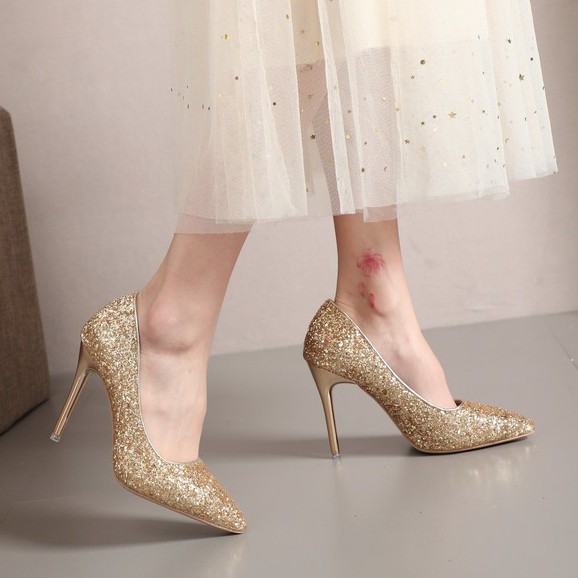 RYS - Sparkling Glitter Sepatu Hak Runcing Fashion Casual/Pesta - Ori Import