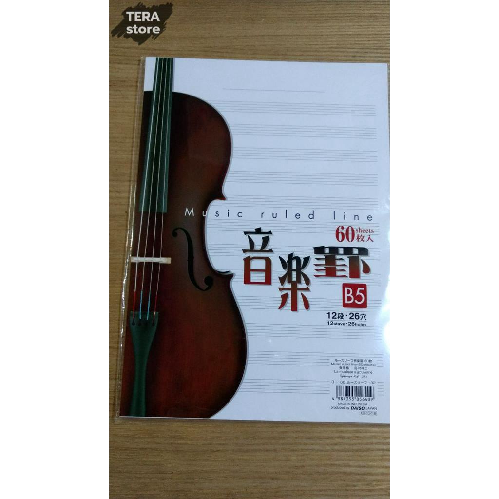 

DAISO buku musik loose leaf buku not musik B5 garis paranada