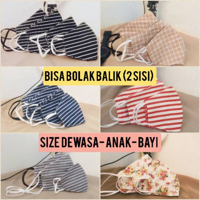 MASKER KAIN DUA LAPIS | MASKER KAIN ANAK | MASKER KAIN BAYI | MASKER KAIN