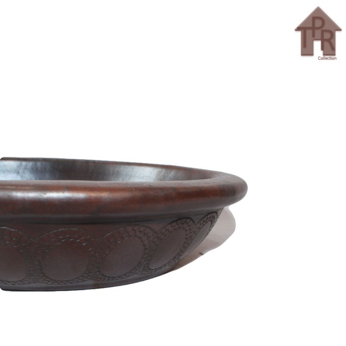 Gerabah - Pot Tanah Liat / Set Pot Bonsai Oval Motif Bulir 3pcs.