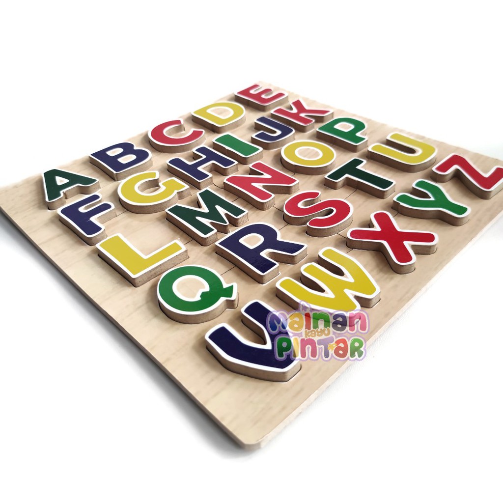 Puzzle Kayu Chunky 3D / Puzzle Timbul / Pembelajaran Hijaiyah Alphabet Angka Buah Dan Sayur Bisa COD