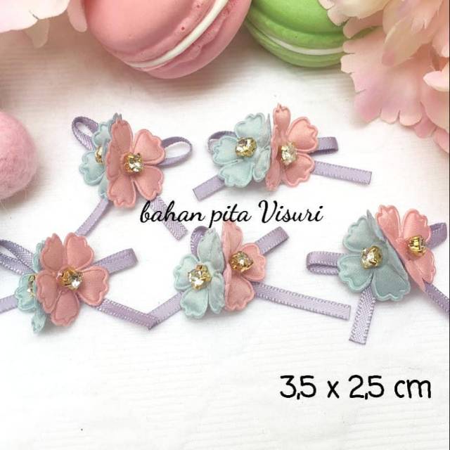 Aplikasi Bunga Twins Mata Blink 3,5 x 2,5 cm