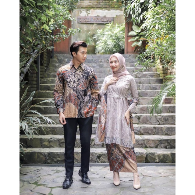 kebaya batik couple meca brown GRATIS JILBAB kebaya lamaran kebaya lebaran modern kebaya wisuda