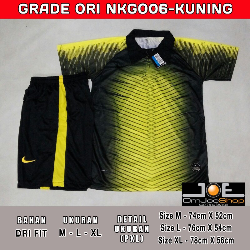 Baju Bola GO Futsal GRADE ORI Nike NKGO06 Kuning Kerah Jersey Kaos