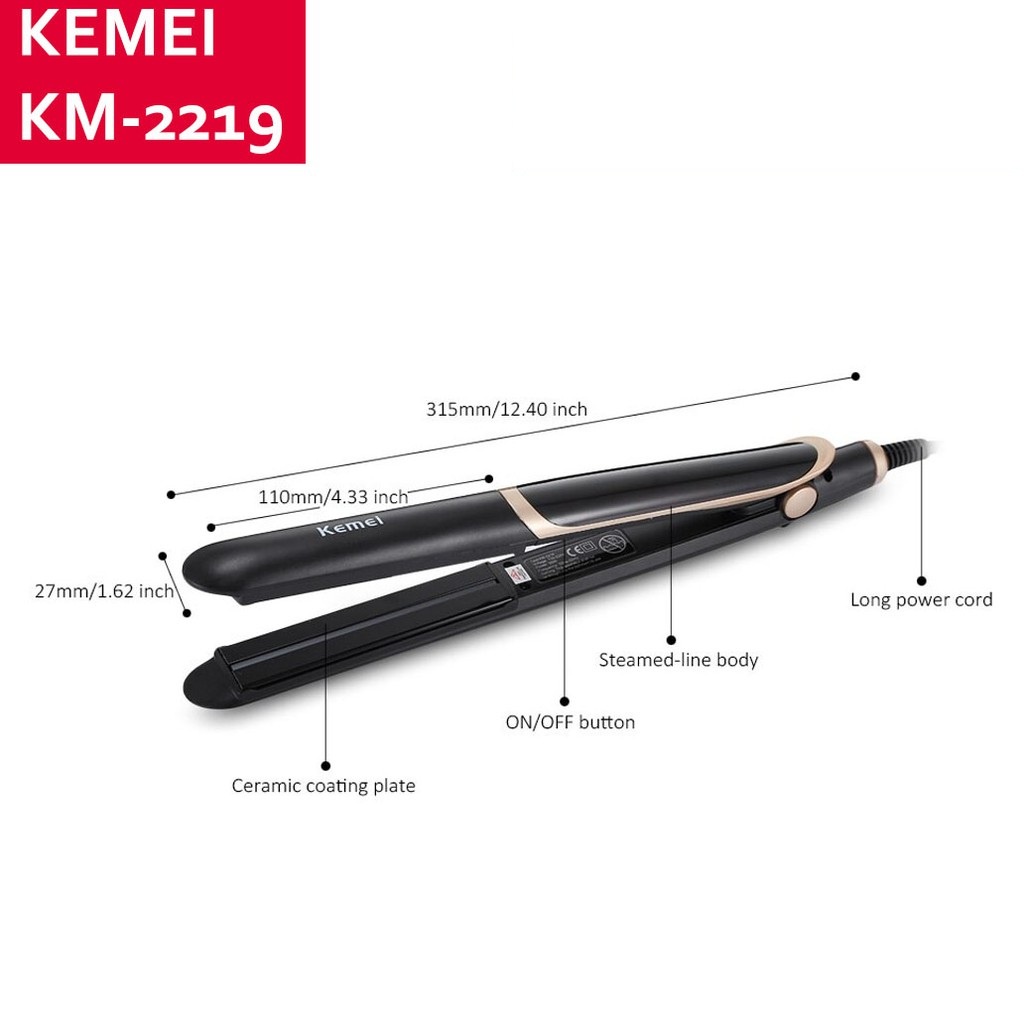 BEAUTY JAYA - Kemei KM-2219 Hair Straightener- Catokan 2IN1 ,LICIN, AWET Tidak merusak rambut Catok KM2219