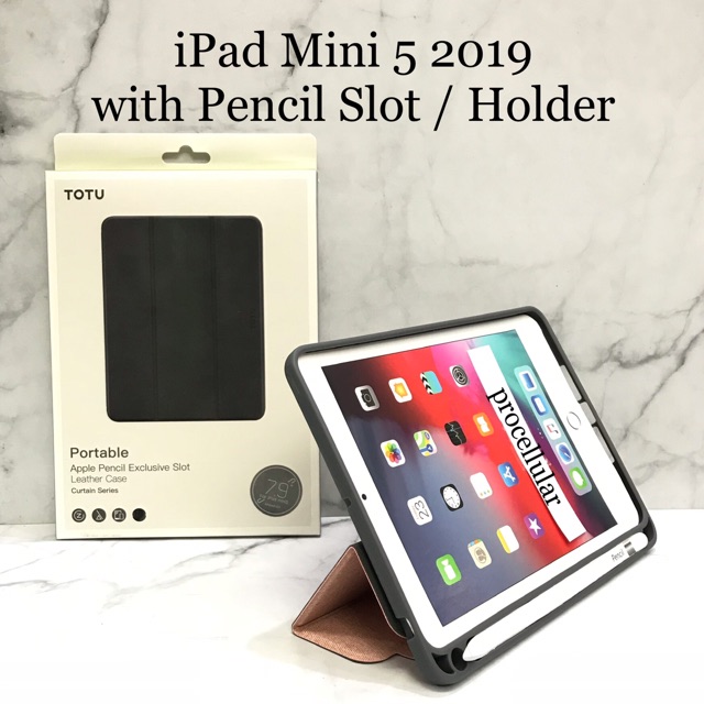 Smart Case iPad Mini 5 2019 Casing Totu Curtain Flip Cover Pencil Slot Holder