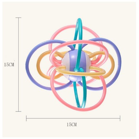 Gigitan Bayi Teether Bola Manhattan Mainan Tether Rattle Bayi Dengan Karet Lembut|  Mainan Sensori Anak| Isi 6pcs Mainan Gigitan Bayi Sensory Handball Mandi Bola Bath Toys