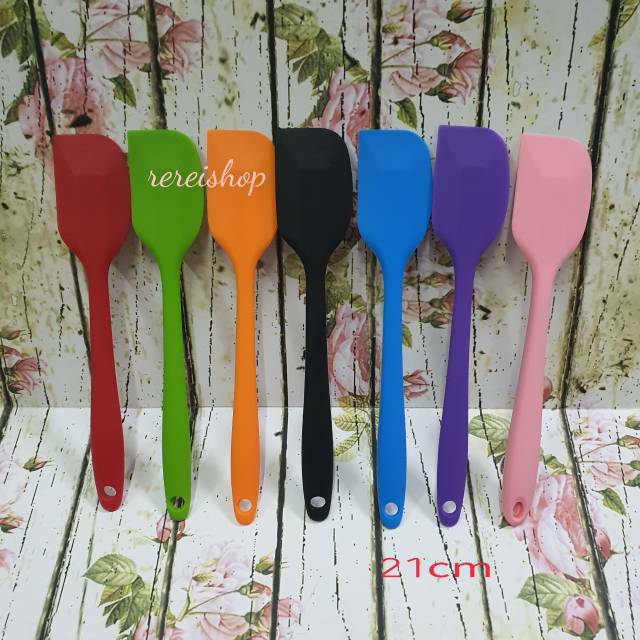 SPATULA KECIL GEPENG color small rubber spatula non sambungan / spatula kecil 21cm food grade