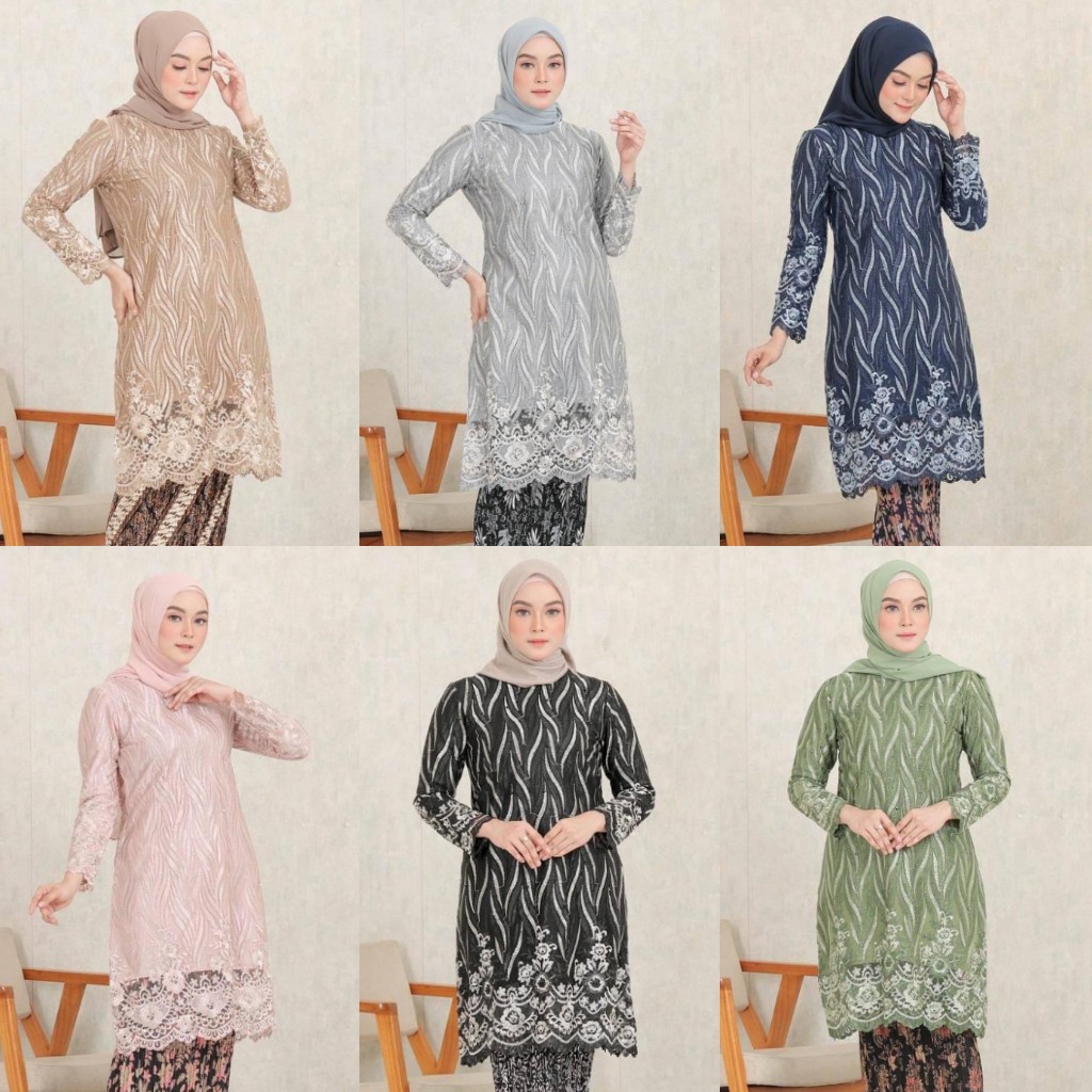 Set Kebaya Tunik Wanita Tulle Selaras Aneka Warna