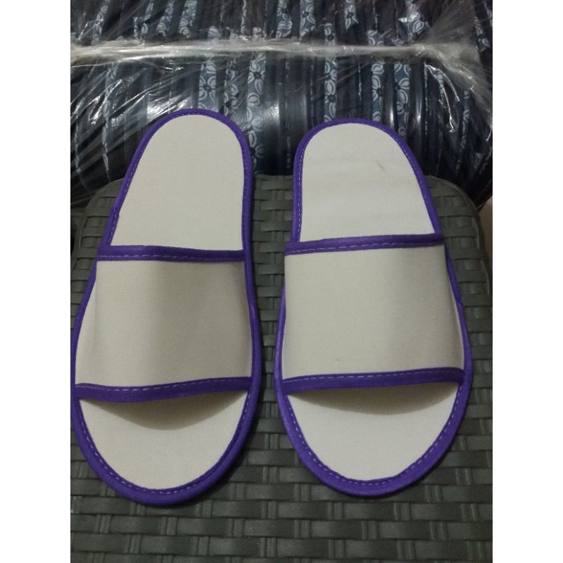 COSTUM SABLON SANDAL LANTAI /HOTEL # SLIPPERS SEPOND 4 ML MIN ORDER 100 PASANG-List ungu