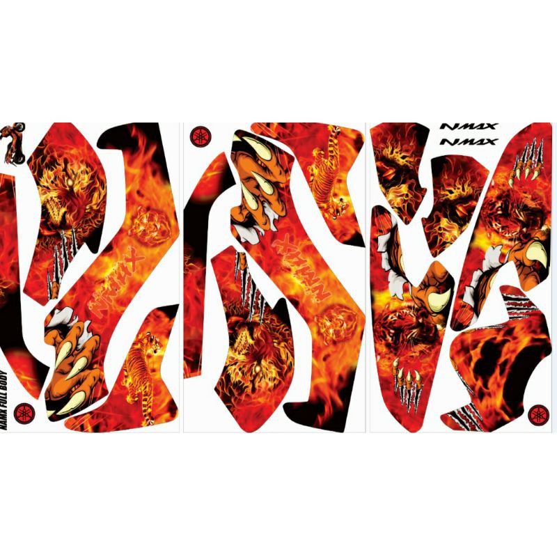 stiker decal nmax full body kombinasi warna merah