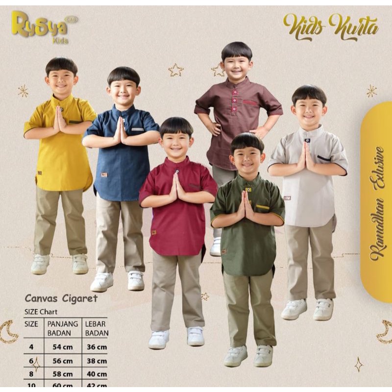 BAJU KEMEJA KOKO KURTA RYSYA PENDEK USIA 1-8 TAHUN