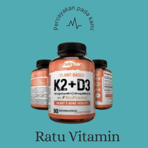 Nutriflair Vitamin D3 5000 IU & K2 100 mcg With BioPerine 90 Capsules