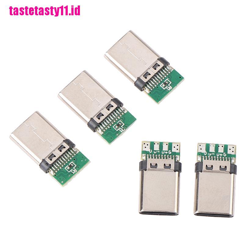 5pcs Konektor Soket Plug Solder USB 3.1 Tipe C Male DIY Untuk PC