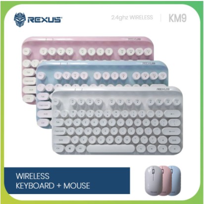 Keyboard mouse rexus wireless usb mini membrane bundle retro classic multimedia tkl 1200dpi km-9 km9