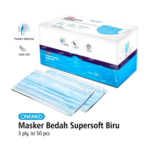 Masker Super Soft Onemed Biru Masker Supersoft Onemed Biru