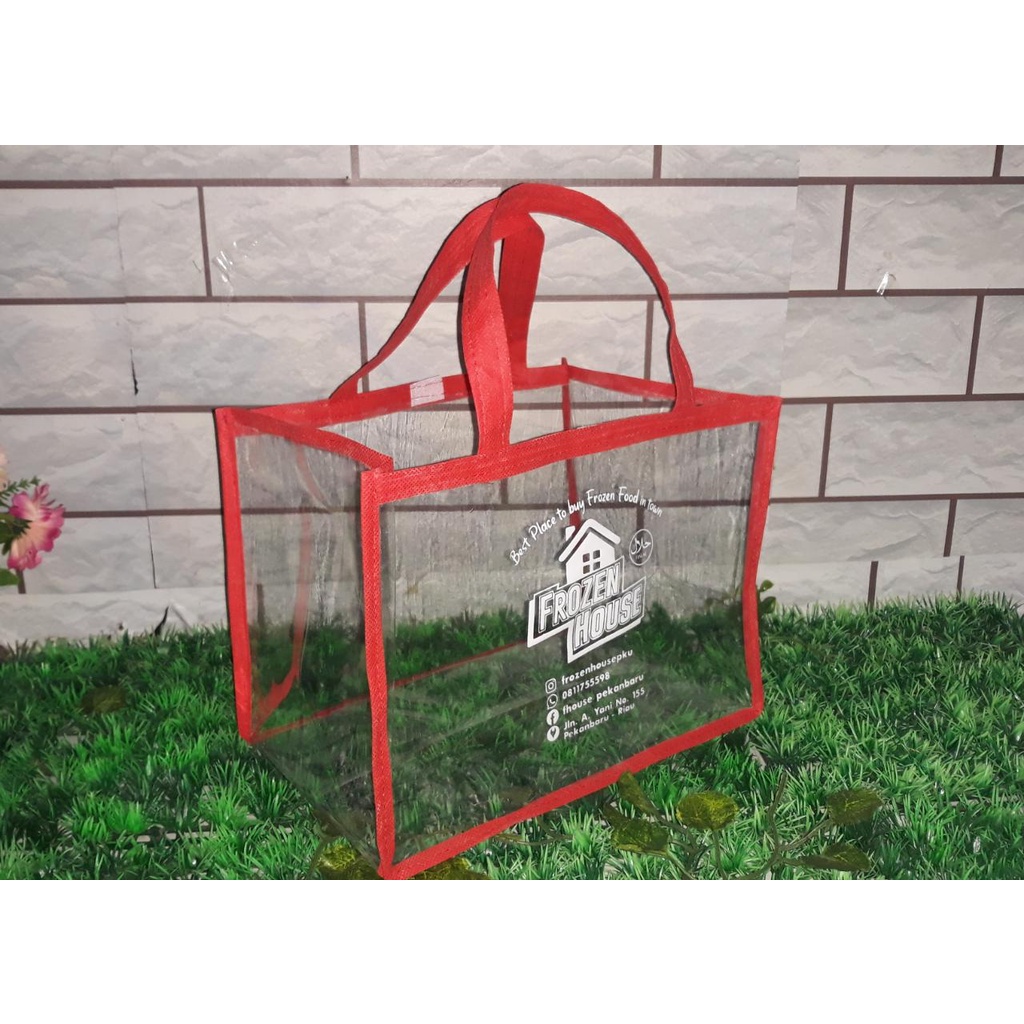 TAS MIKA BENING TRANSPARAN FREE SABLON / TAS MIKA CUSTOM / TAS SOUVENIR MURAH / GOODIEBAG HAMPERS