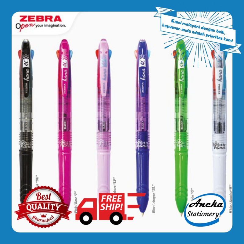 Pulpen Zebra Hana Semi Gel Ink 4 Colours - 0.7 mm | Shopee Indonesia