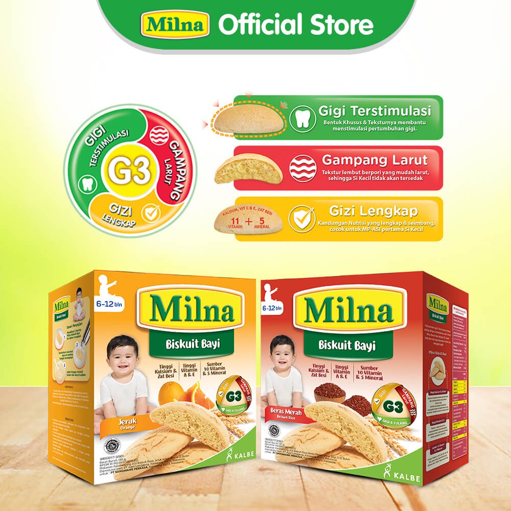 Milna Biskuit Bayi Beras Merah 130gr/65g