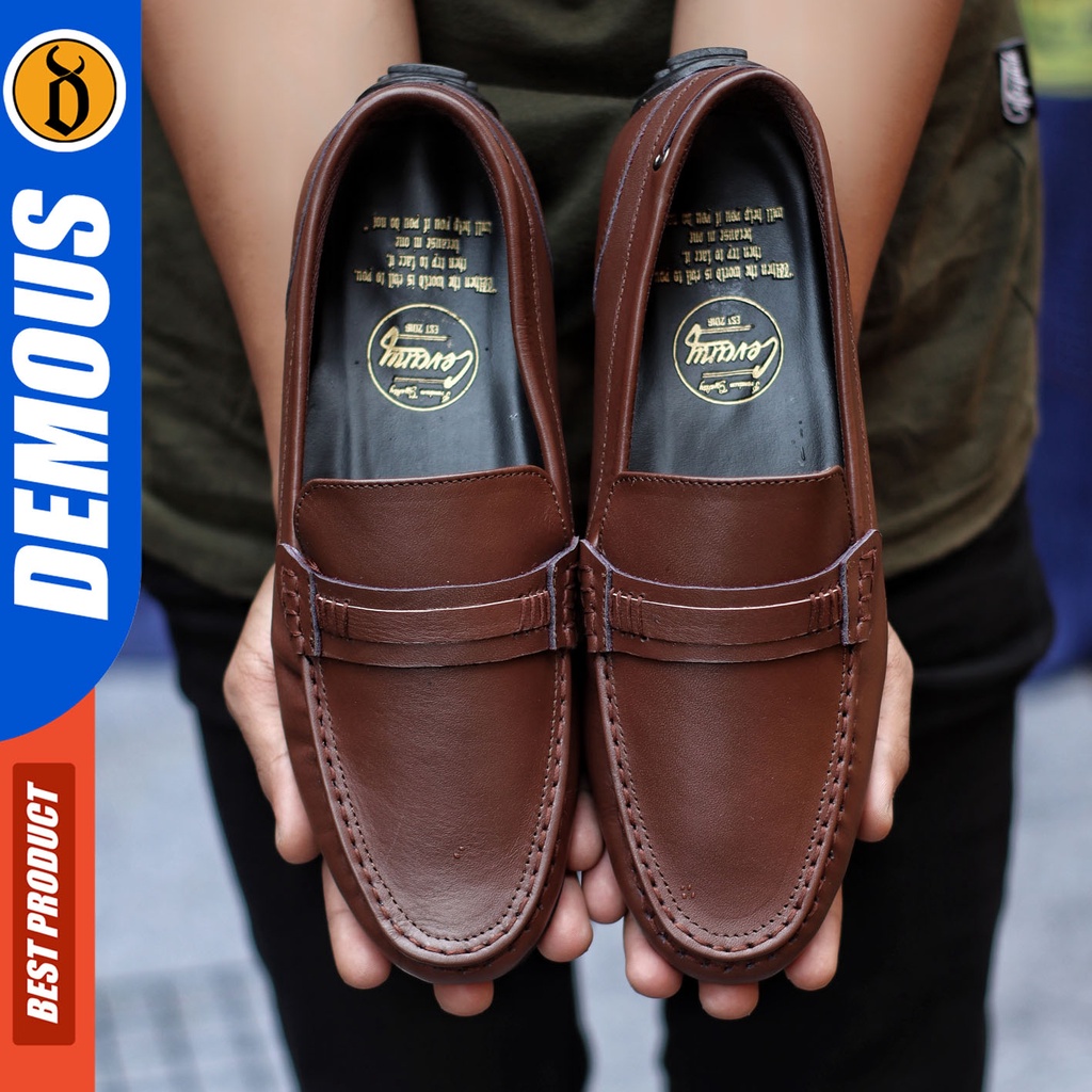 Sepatu Slip On Pria Sepatu Casual Pria Kulit Asli Kerja Kantor Kuliah Kondangan Sepatu Slop Pria Sepatu Hitam Pria DEMOUS VOXY