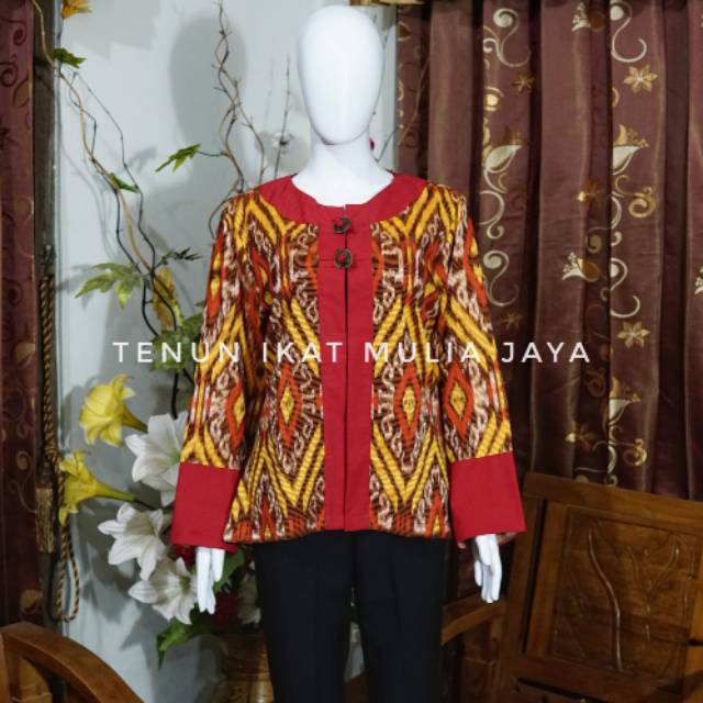 Kardigan tenun etnik blazer kimono batik modern