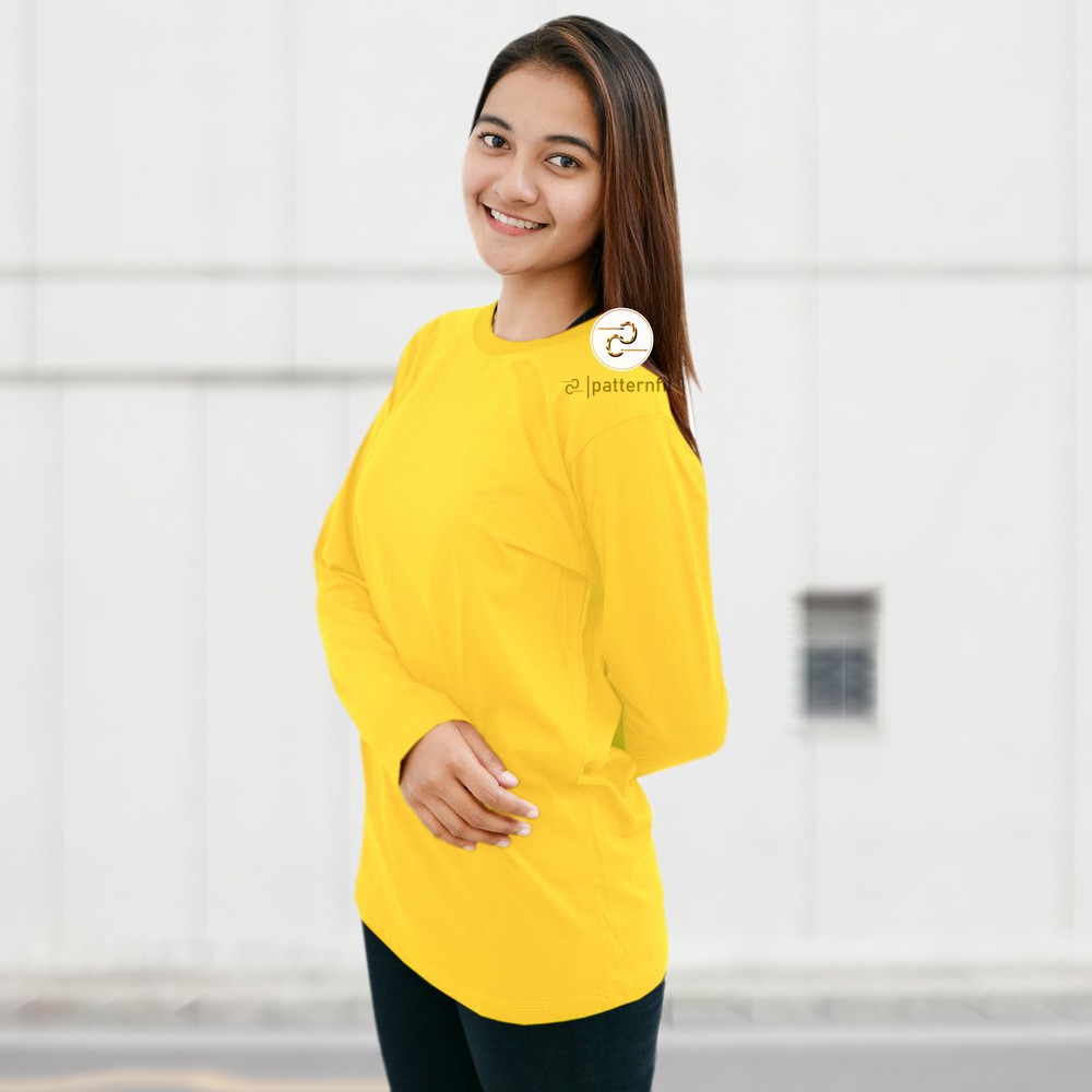 KAOS WANITA KUNING LENGAN PANJANG / KAOS KATUN / KAOS LENGAN PANJANG WANITA