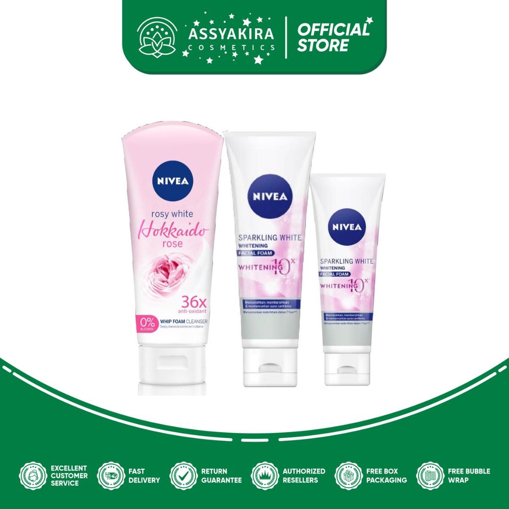 Nivea Sparkling White Whitening Facial Foam | Nivea Hokkaido Rose Whip Foam