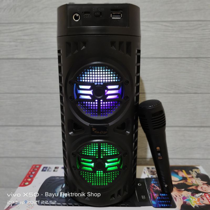Speaker Bluetooth Bonus Mic Karaoke Jinlong 1730 nanas Super Bass Salon Aktif Bluetooth Portabel FM