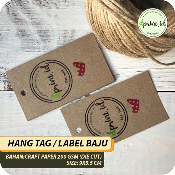 

Hang Tag Baju Craft Paper 200GSM 9x5.5 cm FREE LOPIN / RING Label Kertas Merek Aesthetic