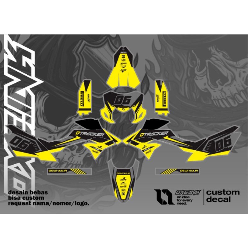 Decal klx dtracker hitam kuning
