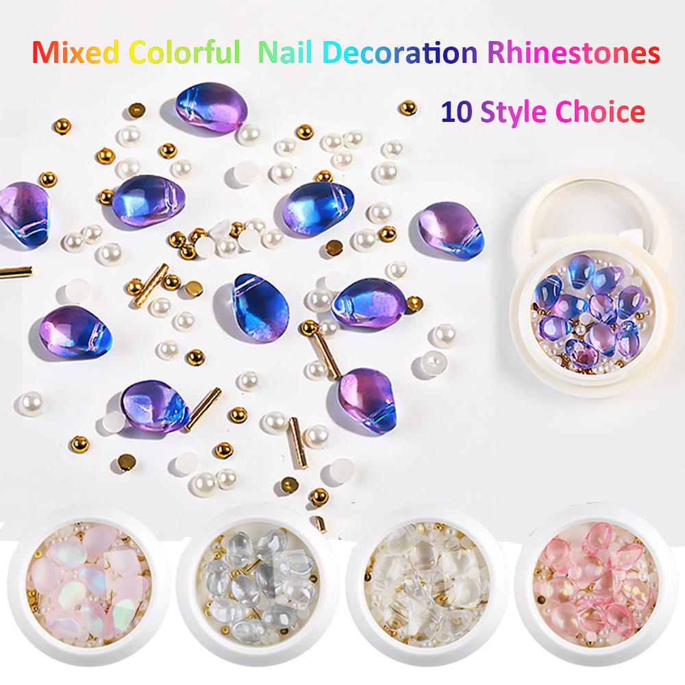 AUGUSTINA Dekorasi Nail Art Agustina 1BOX Hiasan Bola Baja Mutiara Mengkilap Crystal Manicure Jewelry