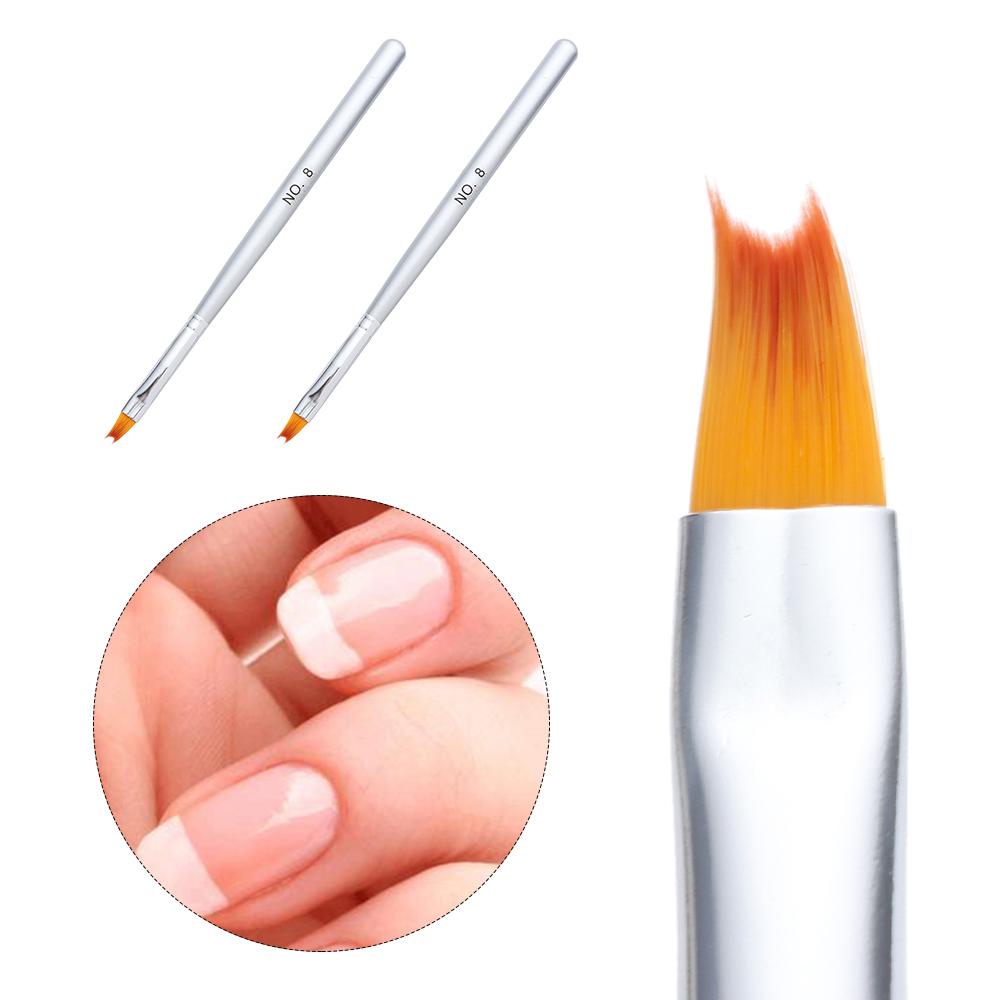 8pcs / Set Brush Nail Art UV Gel Akrilik Gaya Perancis Untuk Wanita