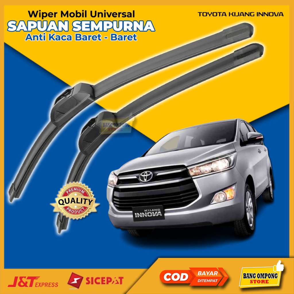 Wiper Wifer Karet Frameless Mobil Kaca Depan Kijang Innova Inova Reborn 1 Set 2 Pcs Kanan Dan Kiri Pembersih Kaca