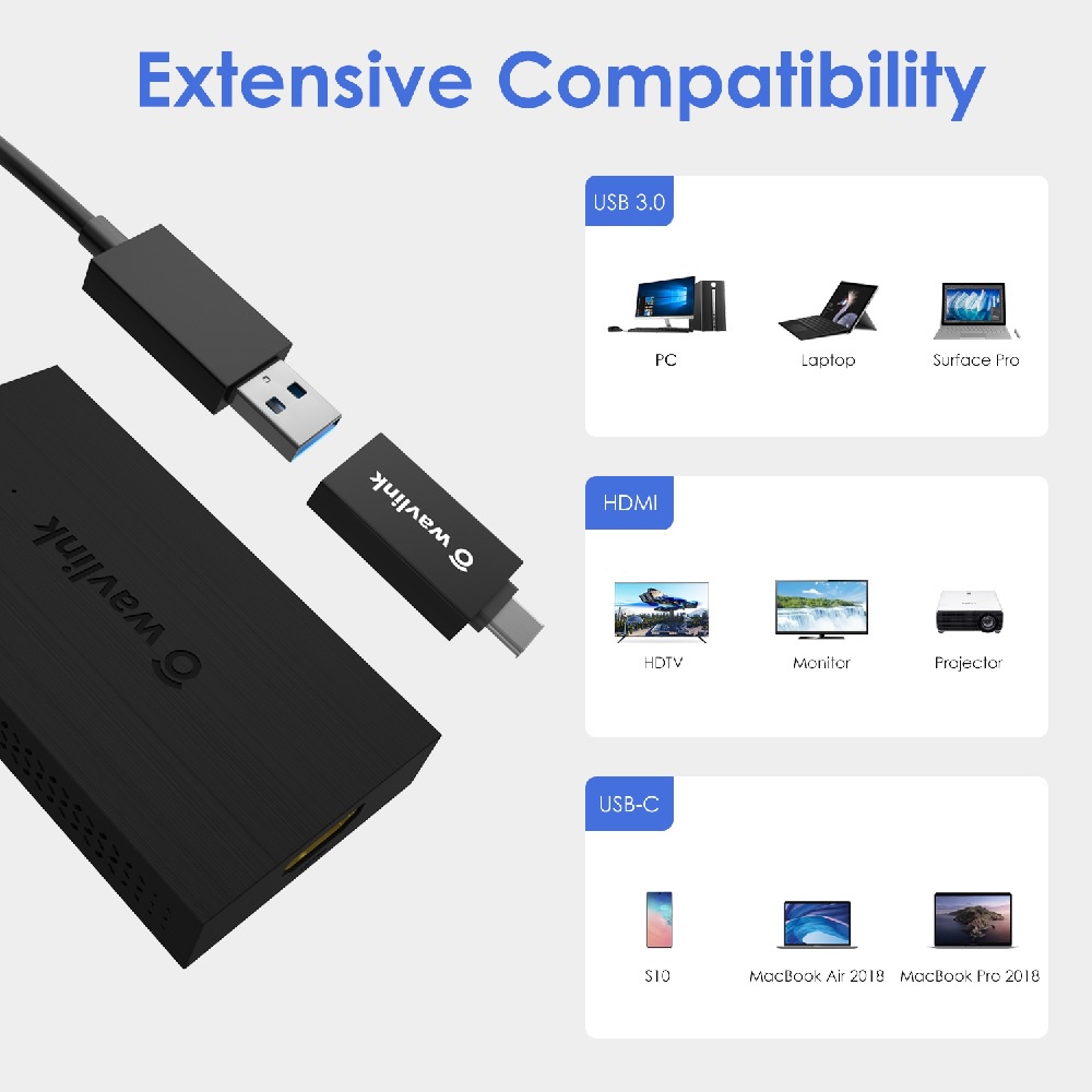 WAVLINK WL-UG7601HC - USB 3.0 to HDMI 4K Display Adapter - Adapter USB 3.0 ke HDMI - Support Extend &amp; Mirroring