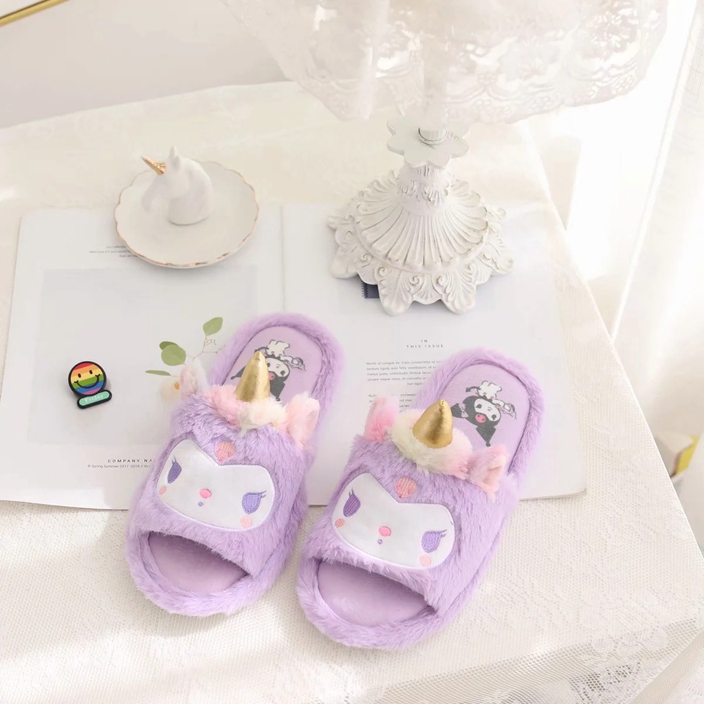 Sandal Rumah Cartoon Lucu Bahan Plush Anti Slip