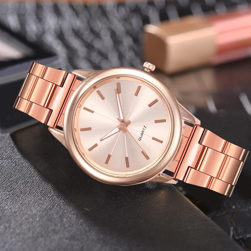 BAJ Jam Tangan Wanita Analog Quartz Casual Fashion Rantai Stainless Steel Couple Pria JF086