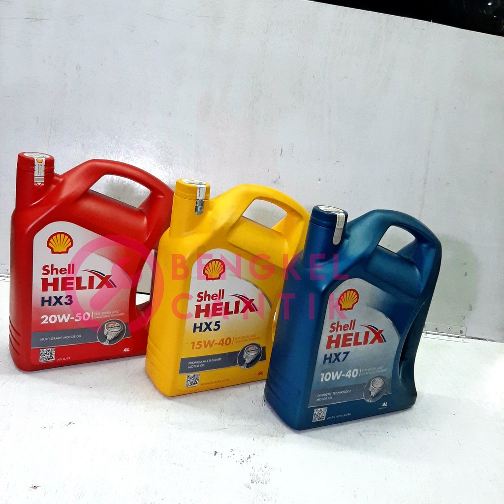 oli mobil SHell HELIX HX3 HX4 HX5 untuk bahan bakar bensin 4 liter original ori