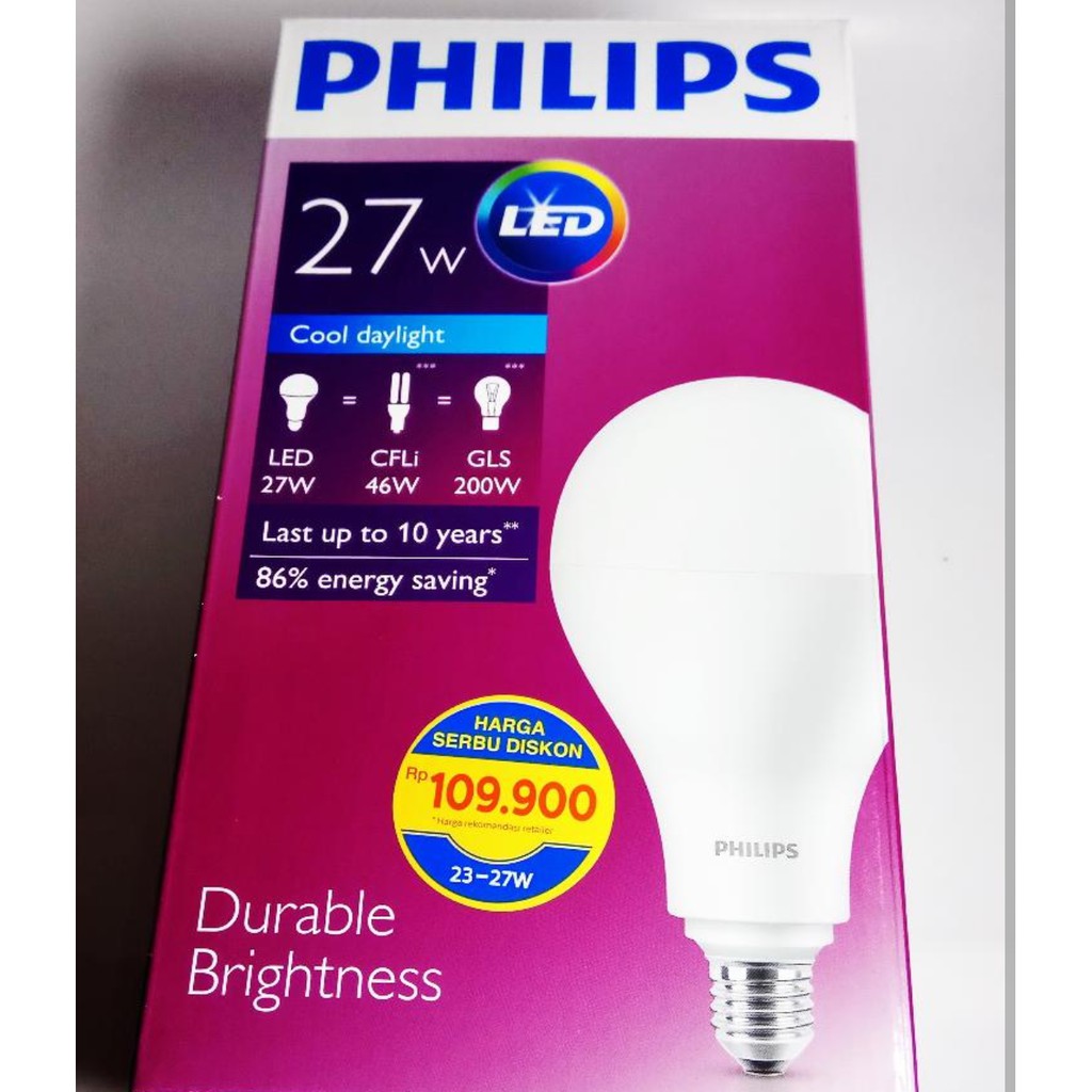 Lampu Led Philips 27 Watt Bohlam 27 W Philips Putih 27 W Bulb Led