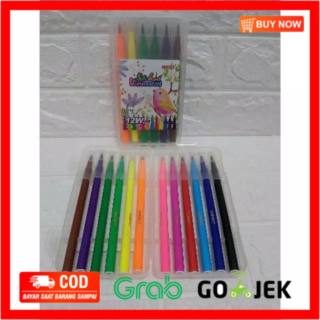 

(BISA COD) Spidol Debozz 12 Warna Brush Pen (Per Set)