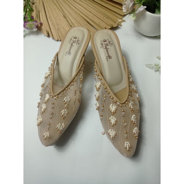 sepatu Marrisa cream sepatu wedding cantik 7cm lancip