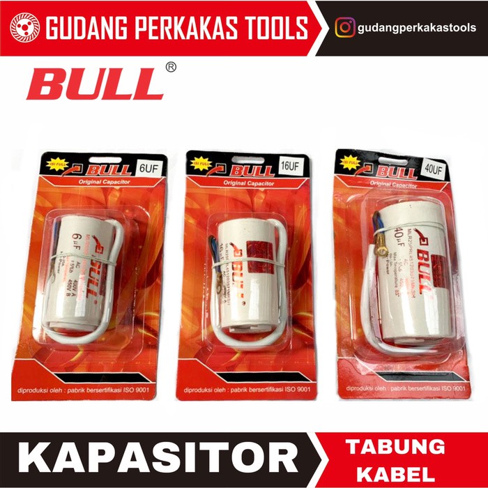 SBO Kapasitor tabung kabel 18 MFD BULL untuk pompa air dan elektronik SEBELUM KEHABISAN