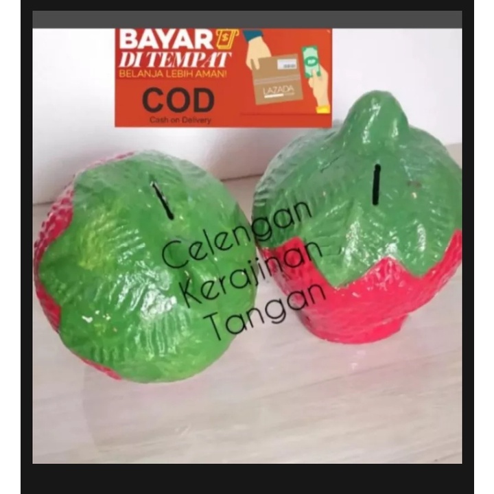COD Celengan Tanah liat bentuk strobery/Tempat Menabung/Mainan anak teraris